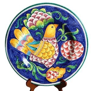Ceramiche d'Arte Sorrentino Ravello Italy Hand Painted Bird Ceramic Plate
